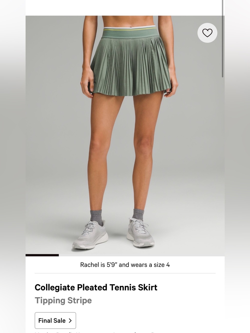 lululemon athletica Pleated Skater Skirt in Olive with Stripe Waistband